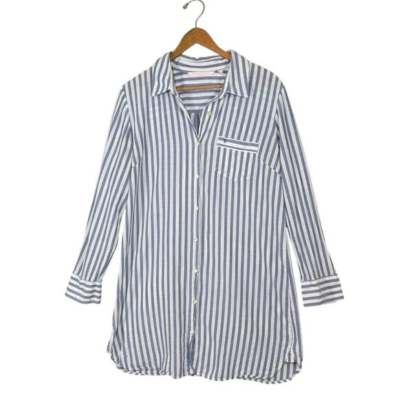 Victoria’s Secret Striped Cotton Button Down Long Sleeve Nightshirt | Large - Picture 11 of 12